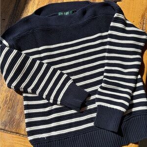 Ralph Lauren Navy and White Striped Sweater, size small